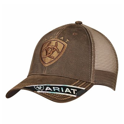 ARIAT LOGO OILSKIN BROWN CAP