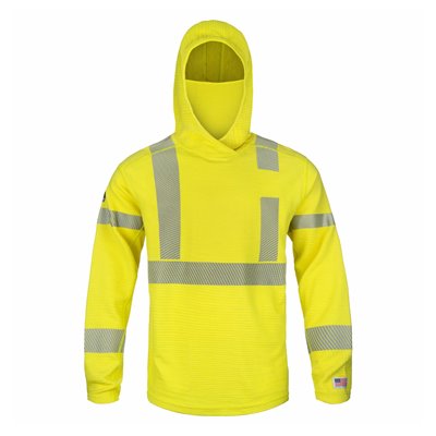 Lakeland FR High Performance Hi-Vis Waffle Hoodie w / Neck Gaiter